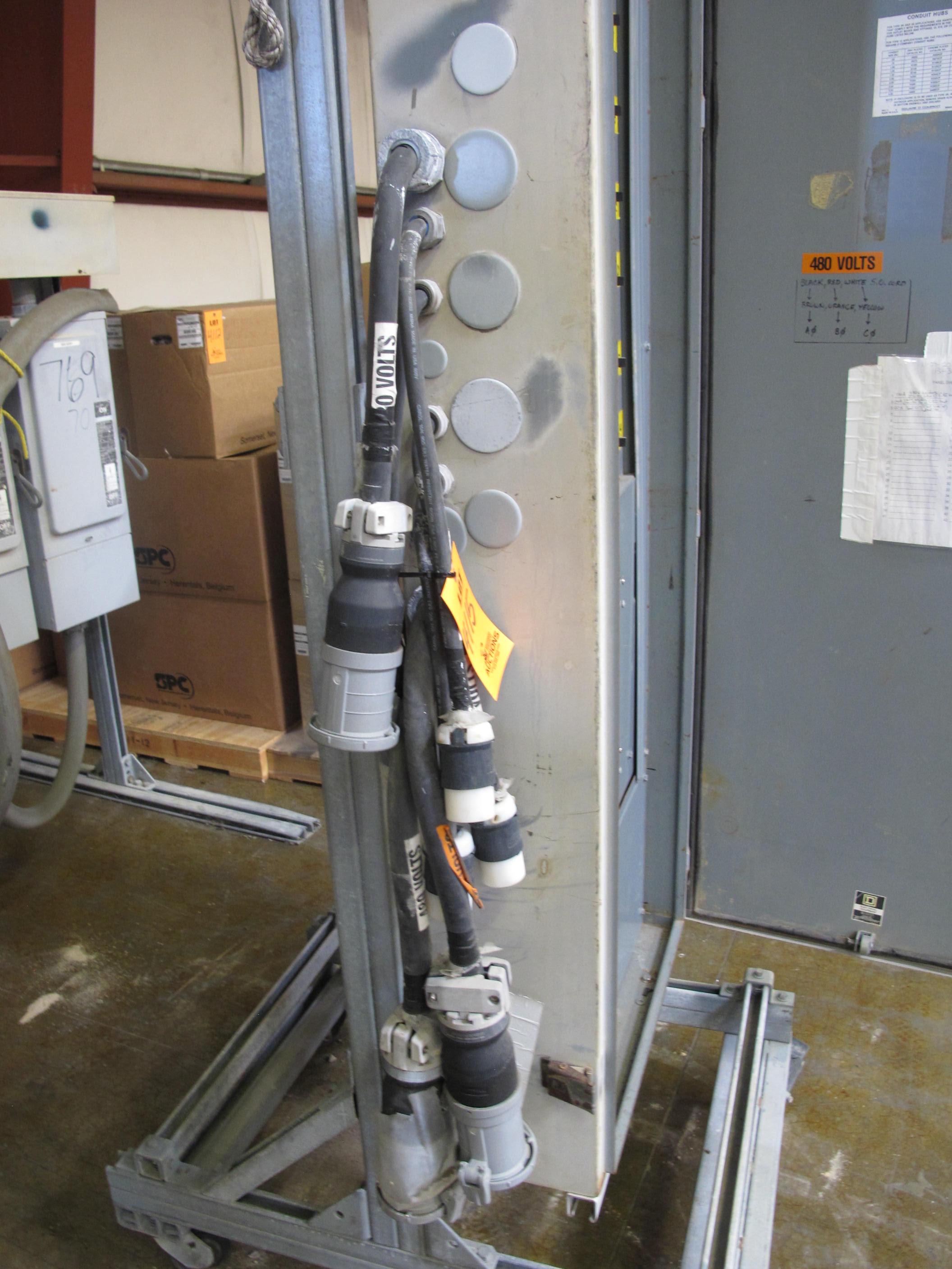 SQUARE-D CONTROL CABINET WITH (14) SQUARE-D THERMAL MAGNETIC CIRCUIT BREAKERS. LOADING & HANDLING FEE $15-4115